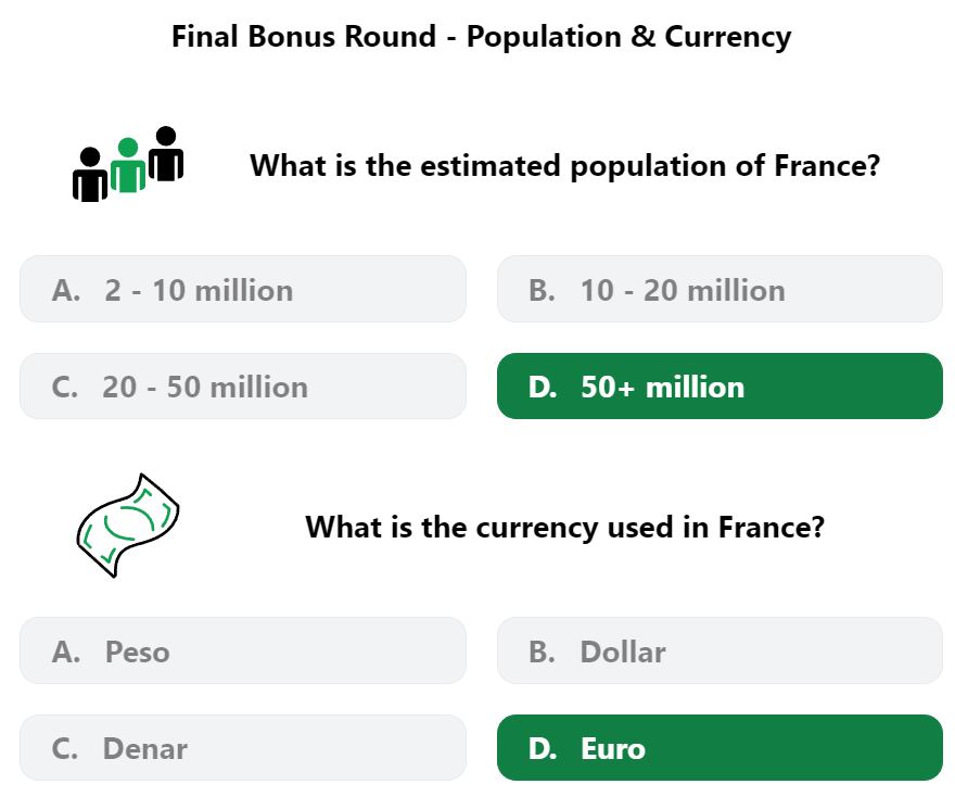 Daily Worldle 366 Bonus Currency & Population Answer - January 22nd 2023