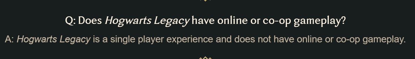 Hogwarts Legacy Co-Op Or Online Question