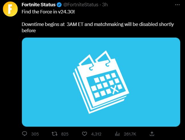 Fortnite 24.30 Update Server Downtime