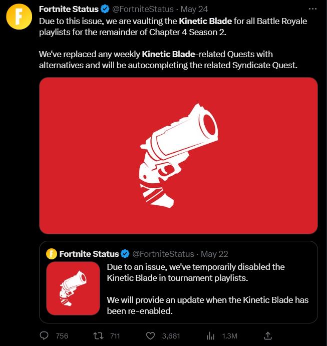 Kinetic Blade Removed Fortnite