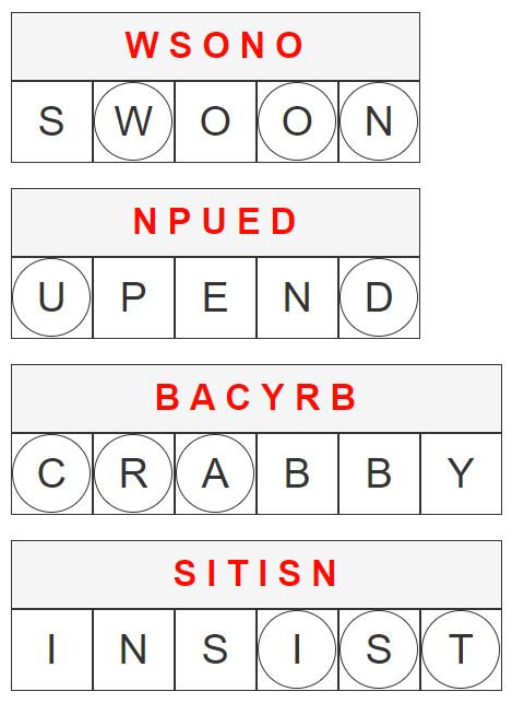 Daily Jumble Answers - 12th July 2023