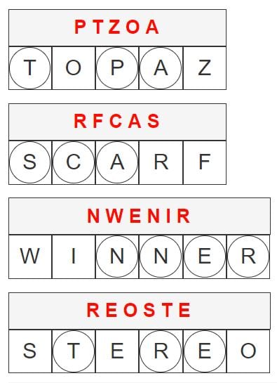 Daily Jumble Answers - 15th July 2023