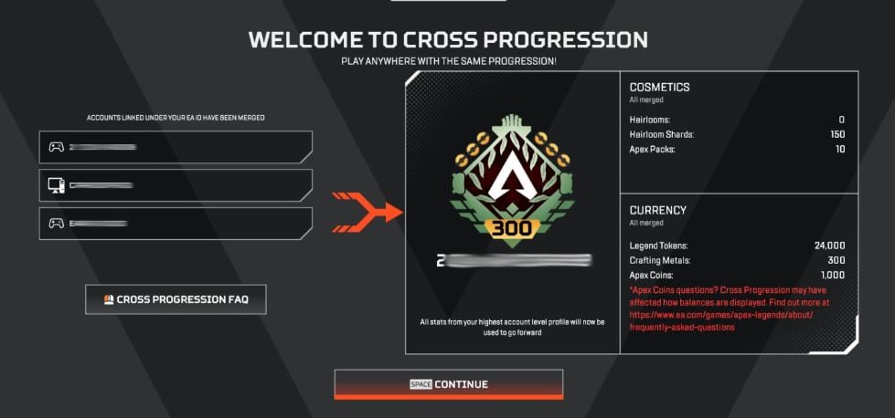 Cross Progression Apex Legends