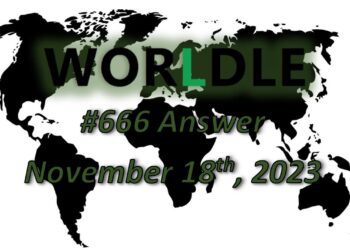 Daily Worldle 666 Answers - November 18th 2023