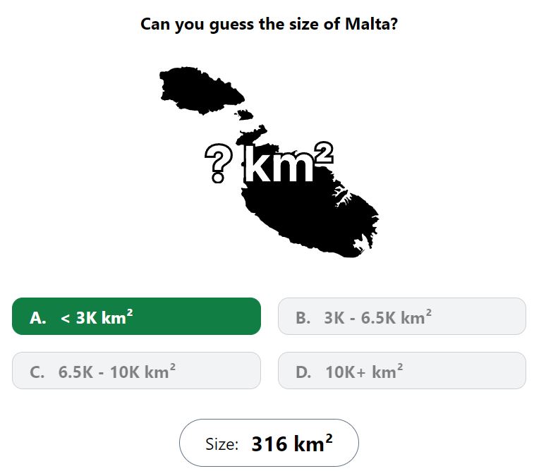 Daily Worldle 697 Bonus Size Answer - December 19th 2023