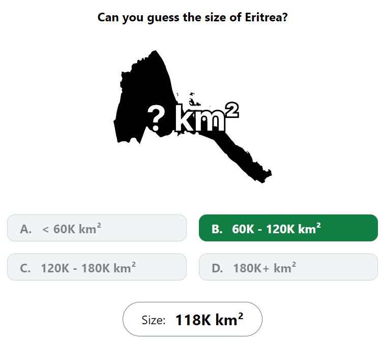 Daily Worldle 701 Bonus Size Answer - December 23rd 2023