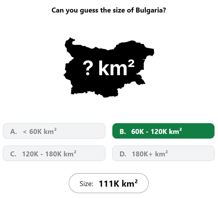 Daily Worldle 704 Bonus Size Answer - December 26th 2023