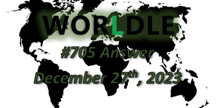 Daily Worldle 705 Answers - December 27th 2023