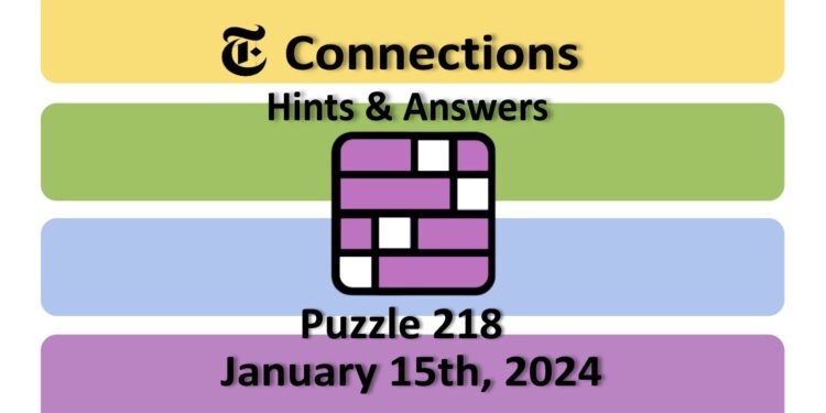 Daily NYT Connections 218 Answers - January 15th 2024