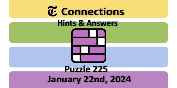 Daily NYT Connections 225 Answers - January 22nd 2024