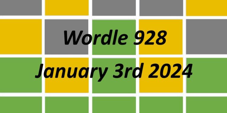 Daily Wordle 928 - 3rd January 2024