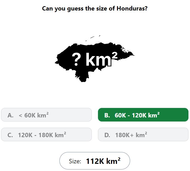 Daily Worldle 726 Bonus Size Answer - January 17th 2024