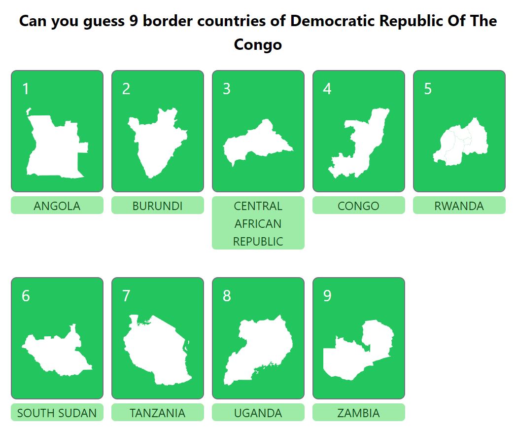 Daily Worldle 727 Bonus Neighbouring Countries Answers - January 18th 2024