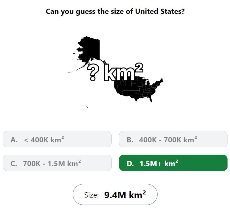Daily Worldle 728 Bonus Size Answer - January 19th 2024