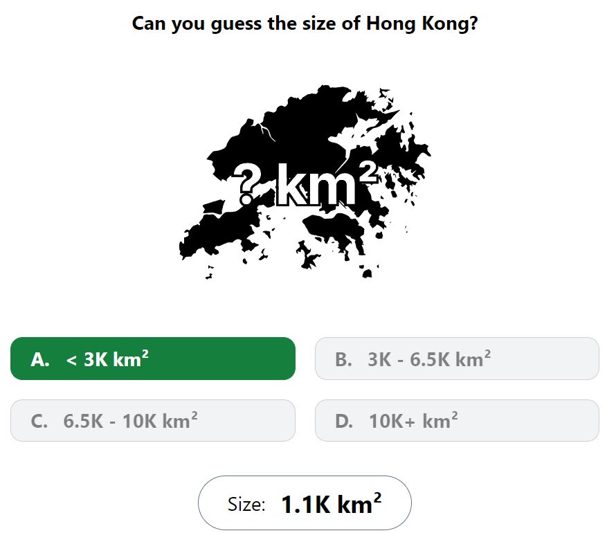 Daily Worldle 729 Bonus Size Answer - January 20th 2024