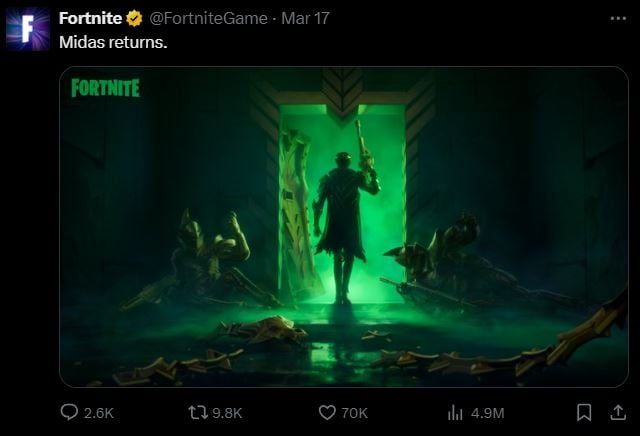 Midas Returns Fortnite
