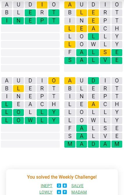 Weekly Quordle 37 Answer - March 4th - 10th 2024