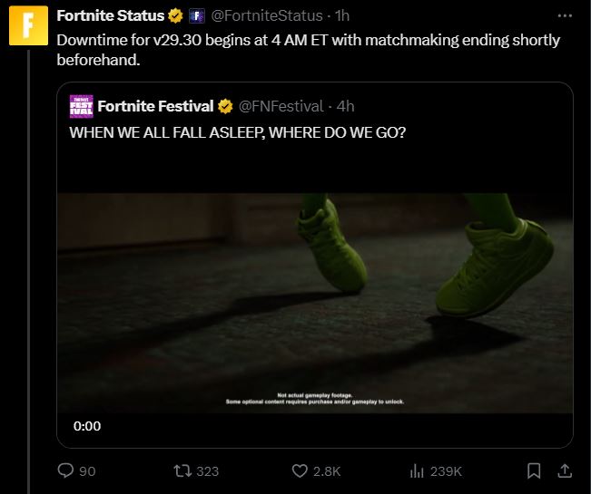 Fortnite v29.30 Server Downtime April 23 2024