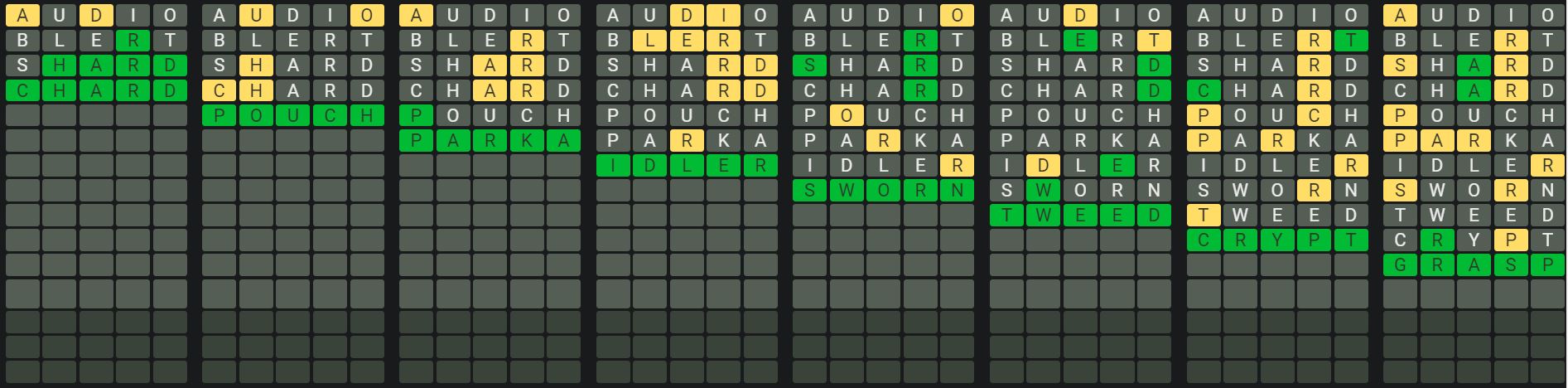 Daily Octordle 843 Sequence Answer - May 16th 2024