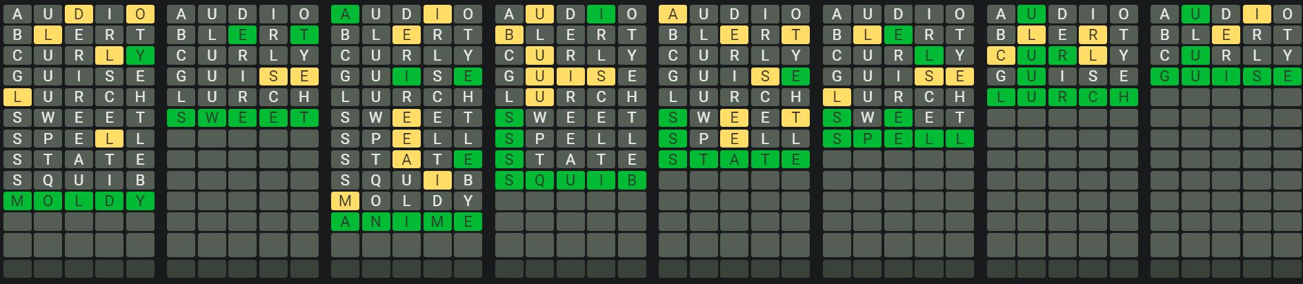 Daily Octordle Answer 836 - May 9th 2024