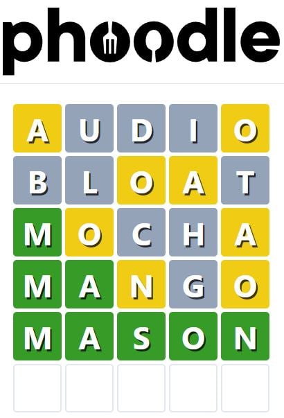 Daily Phoodle Answer 752 - 29th May 2024