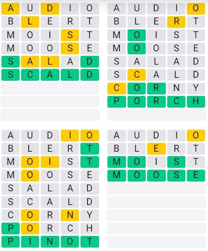 Weekly Quordle 52 Answer - June 17th - 23rd 2024