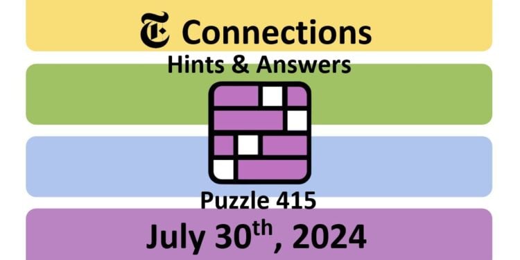 Daily NYT Connections 415 Answers - July 30th 2024