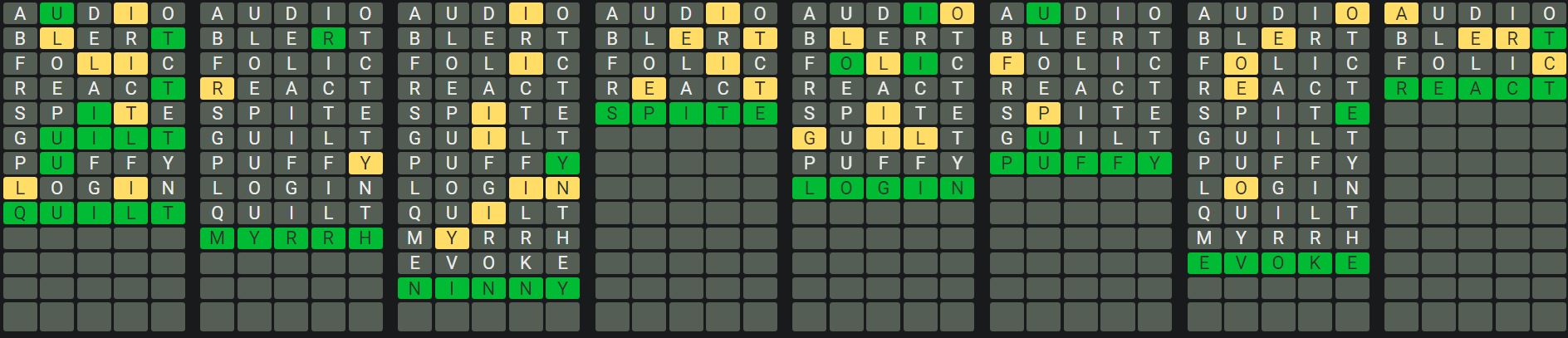 Daily Octordle Answer 904 - July 16th 2024