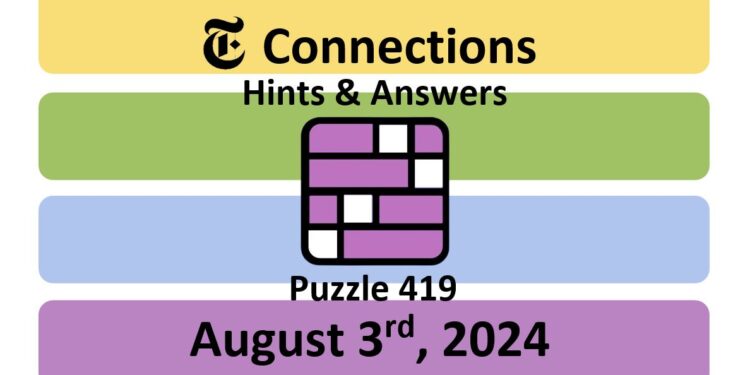 Daily NYT Connections 419 Answers - August 3rd 2024