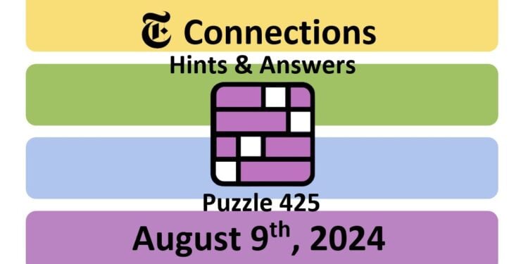 Daily NYT Connections 425 Answers - August 9th 2024
