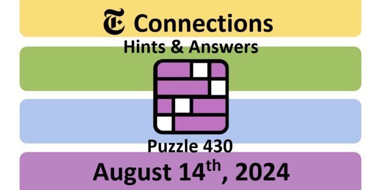 Daily NYT Connections 430 Answers - August 14th 2024