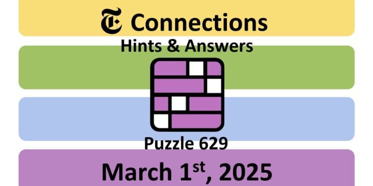 Daily NYT Connections 629 Answers - March 1st 2025