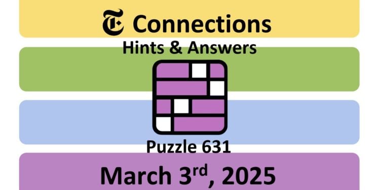 Daily NYT Connections 631 Answers - March 3rd 2025