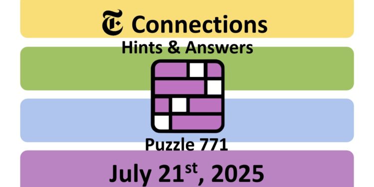 Daily NYT Connections 771 Answers - 21st July 2025