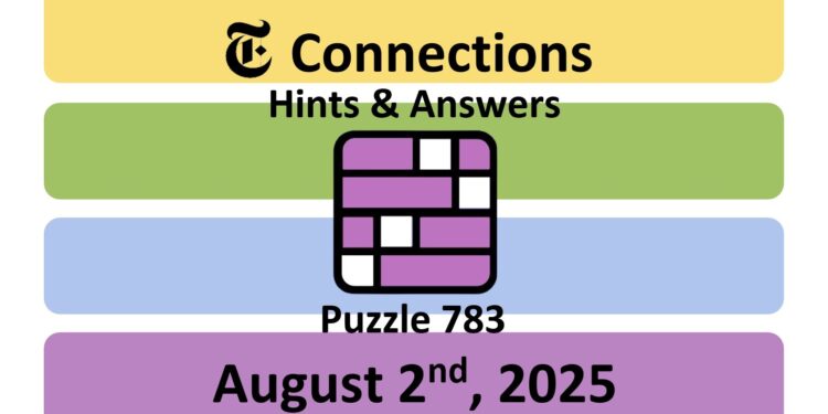 Daily NYT Connections 783 Answers - 2nd August 2025