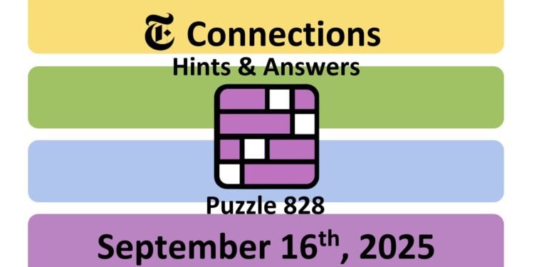 Daily NYT Connections 828 Answers - 16th September 2025
