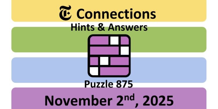 Daily NYT Connections 875 Answers - 2nd November 2025